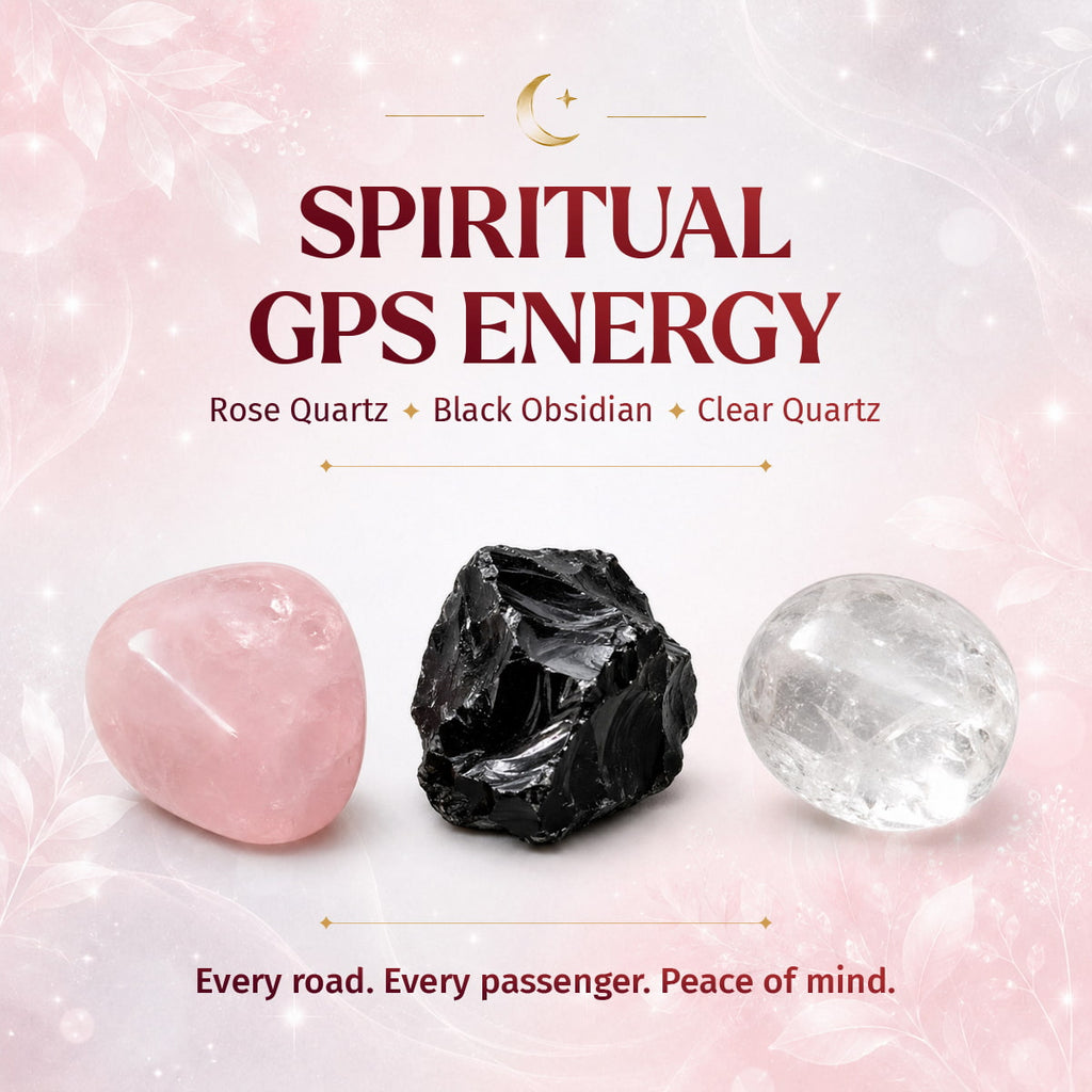 Rose Quartz, Obsidian & Clear Quartz Car Kit
