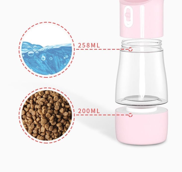Portable Dog Water Bottle with Food Container