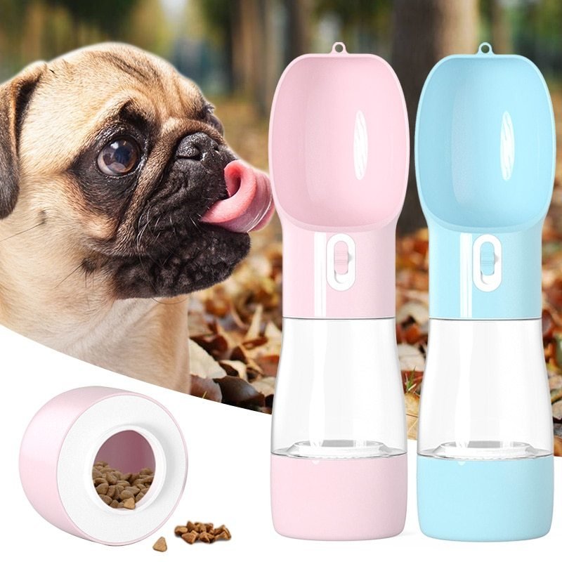 Portable Dog Water Bottle with Food Container