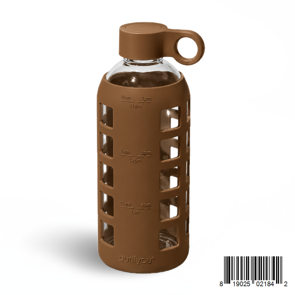 Purifyou Glass Water Bottle with Silicone Sleeve