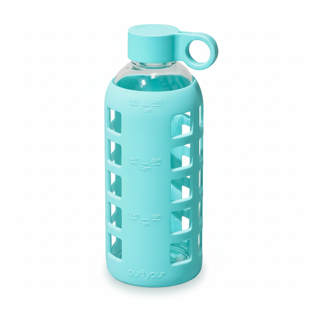 Purifyou Glass Water Bottle with Silicone Sleeve