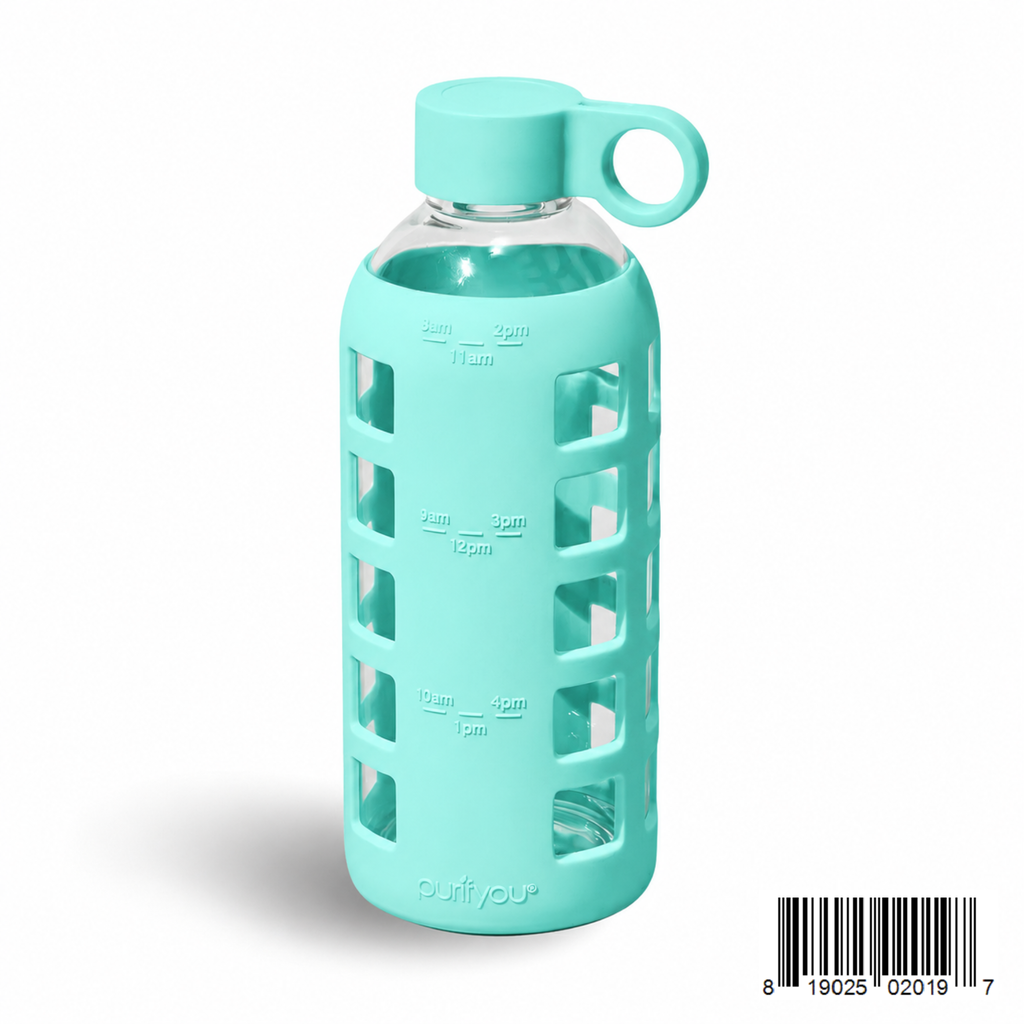 Purifyou Glass Water Bottle with Silicone Sleeve