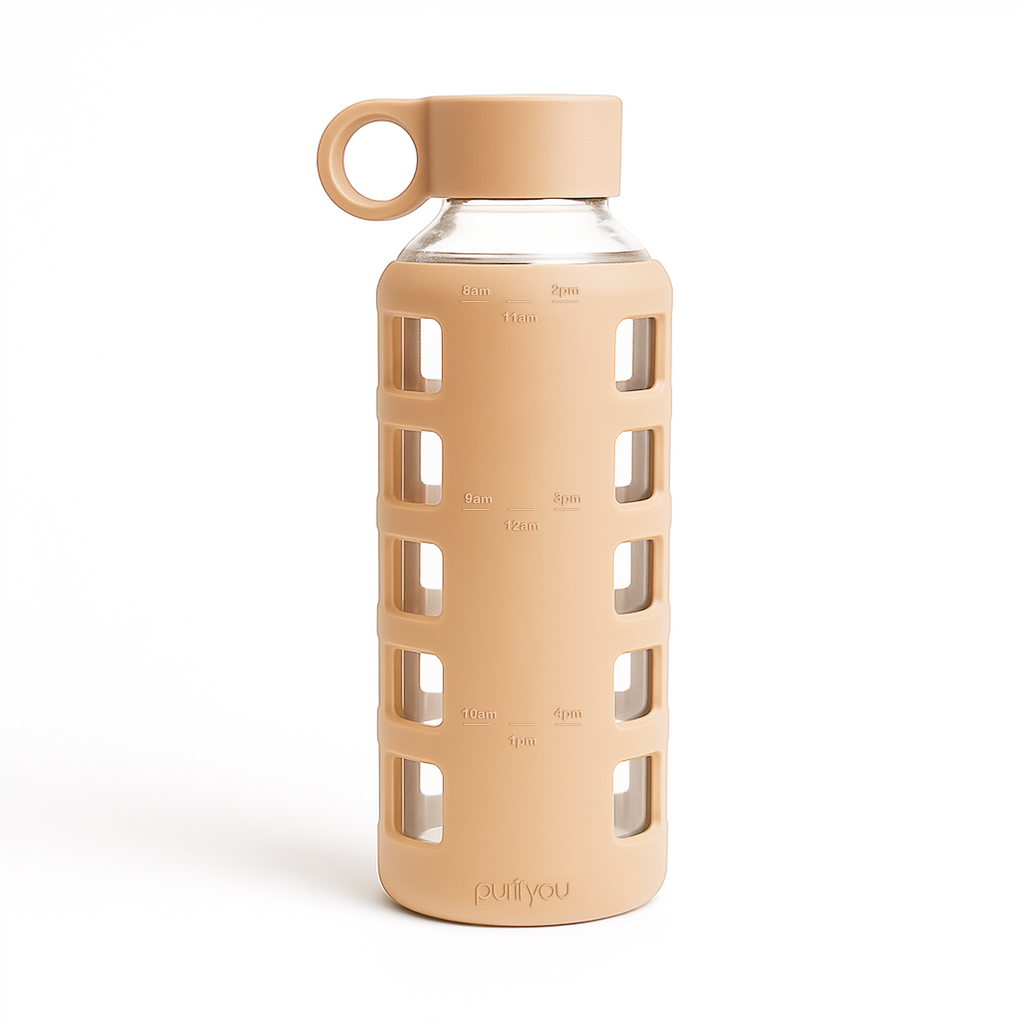 Purifyou Glass Water Bottle with Silicone Sleeve