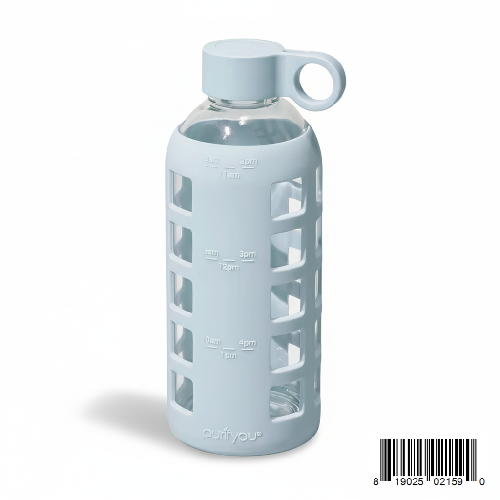 Purifyou Glass Water Bottle with Silicone Sleeve