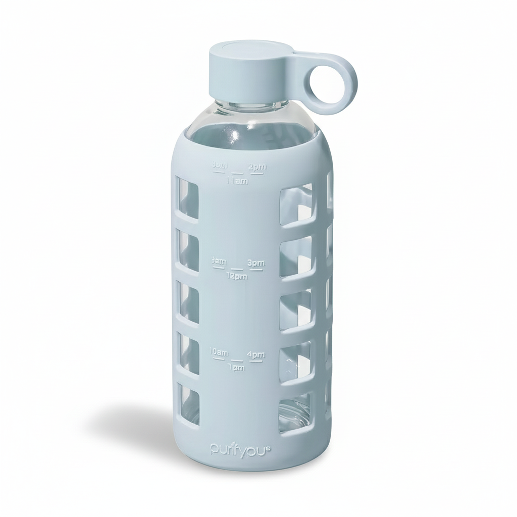 Purifyou Glass Water Bottle with Silicone Sleeve