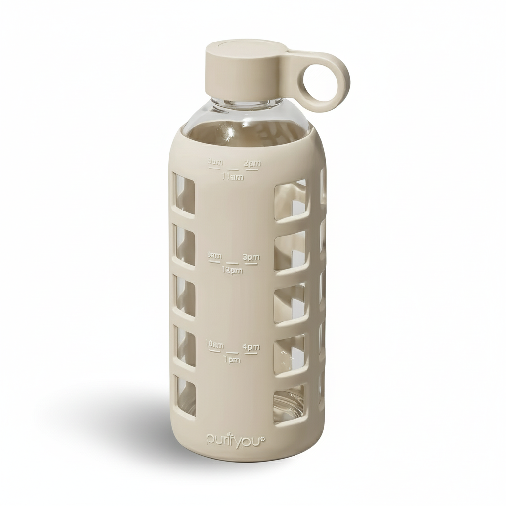 Purifyou Glass Water Bottle with Silicone Sleeve