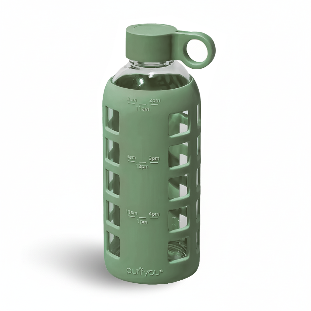 Purifyou Glass Water Bottle with Silicone Sleeve