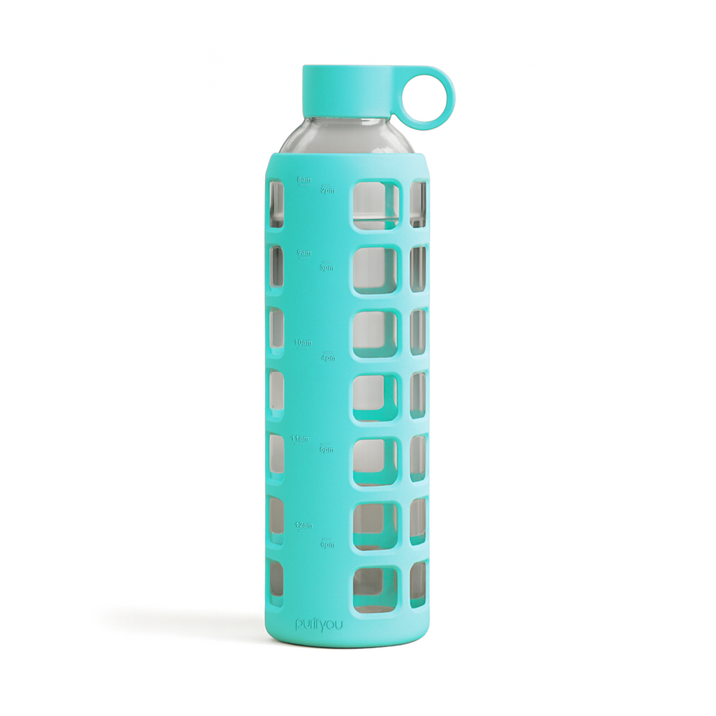 Purifyou Glass Water Bottle with Silicone Sleeve