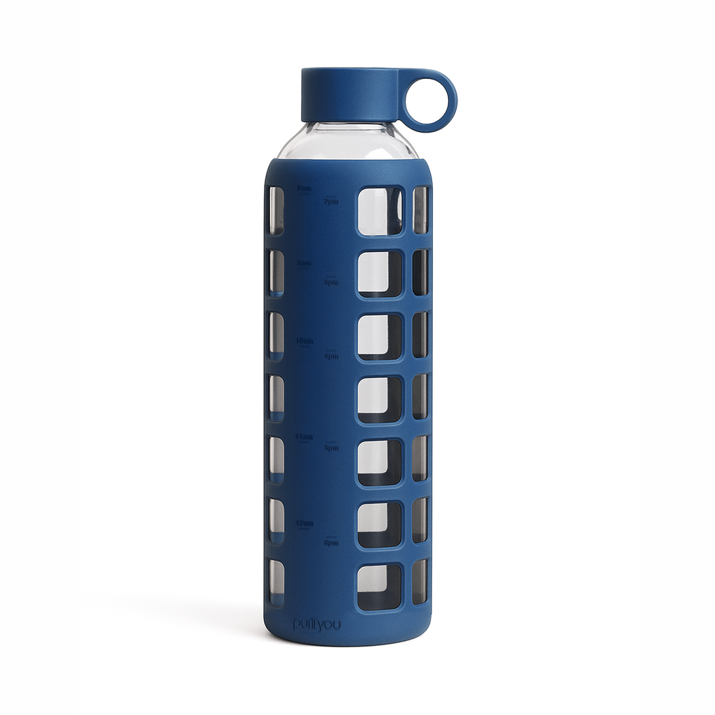Purifyou Glass Water Bottle with Silicone Sleeve