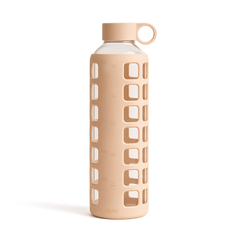 Purifyou Glass Water Bottle with Silicone Sleeve