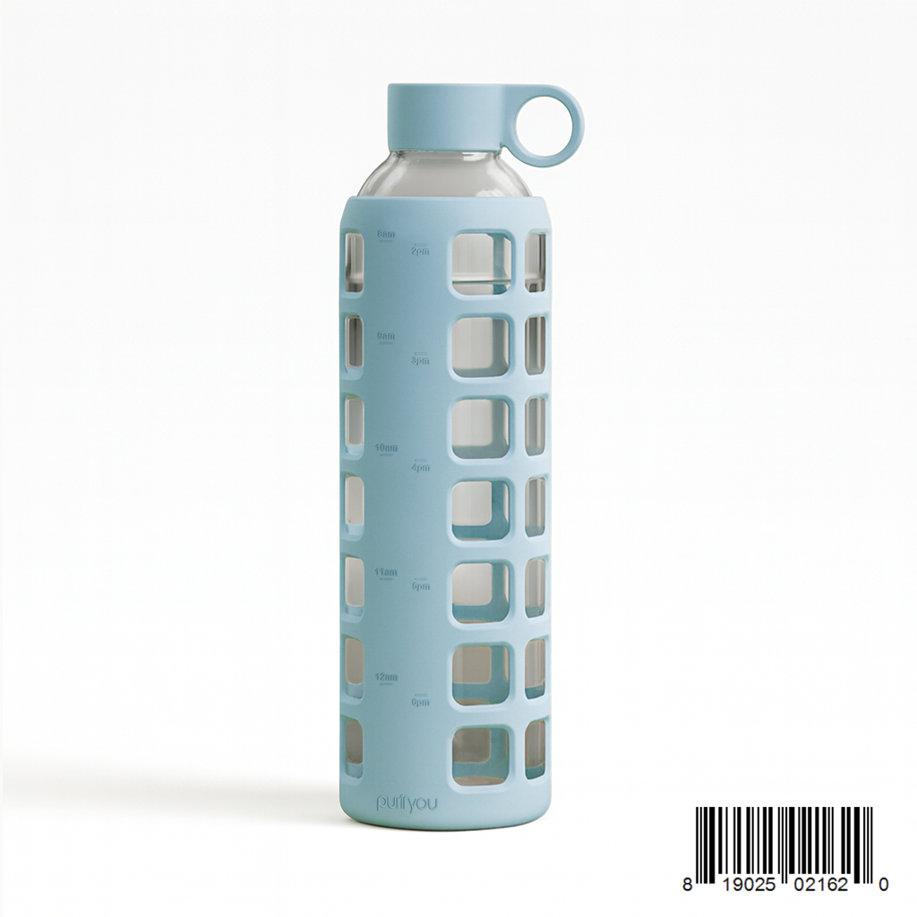 Purifyou Glass Water Bottle with Silicone Sleeve