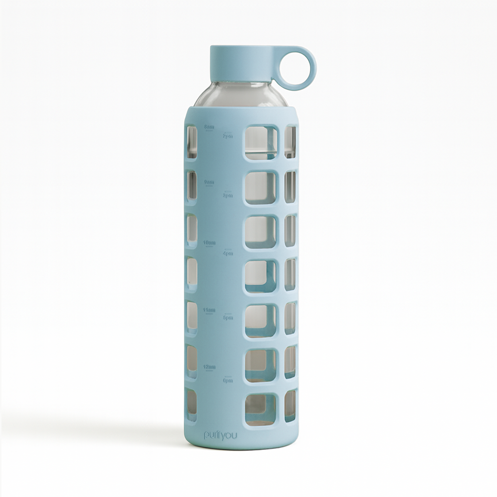 Purifyou Glass Water Bottle with Silicone Sleeve