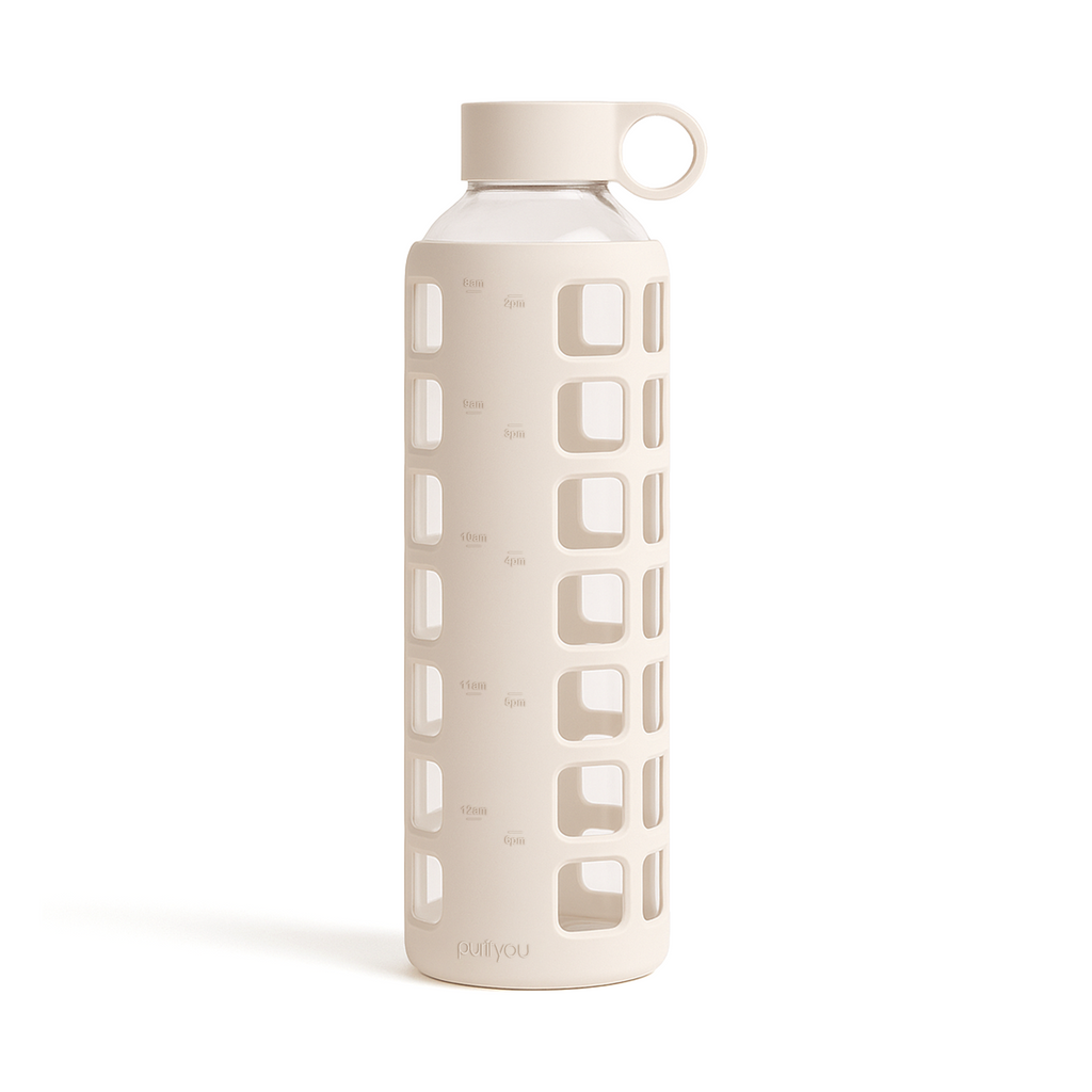 Purifyou Glass Water Bottle with Silicone Sleeve