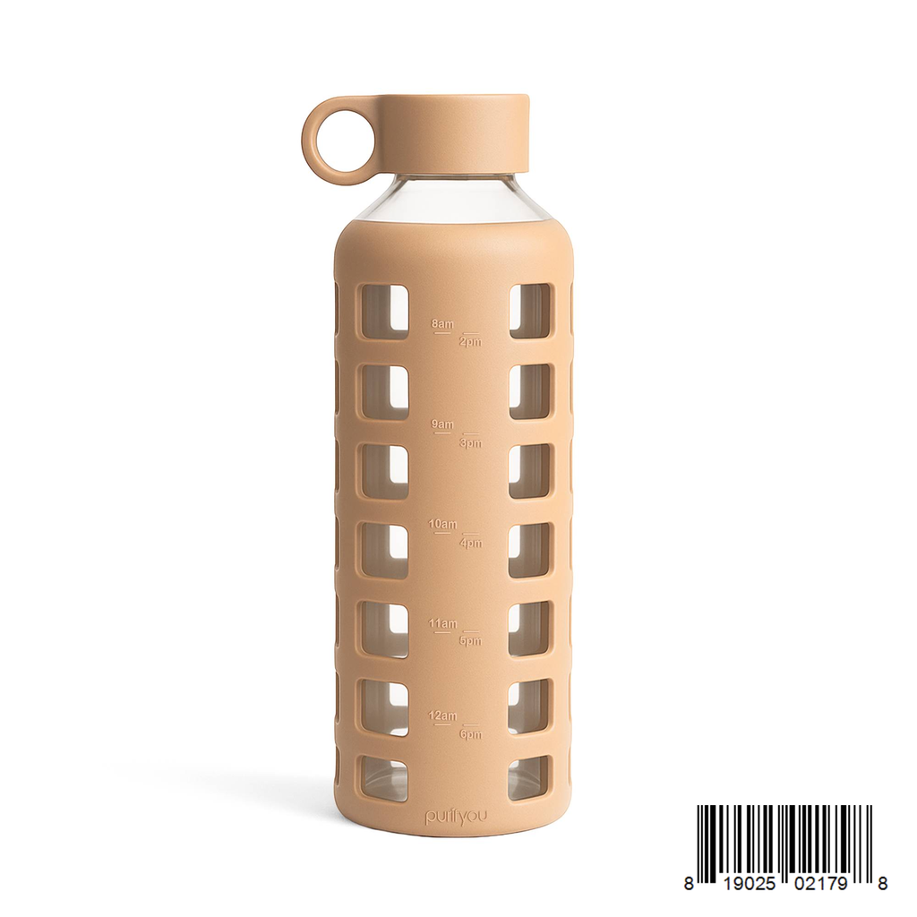 Purifyou Glass Water Bottle with Silicone Sleeve