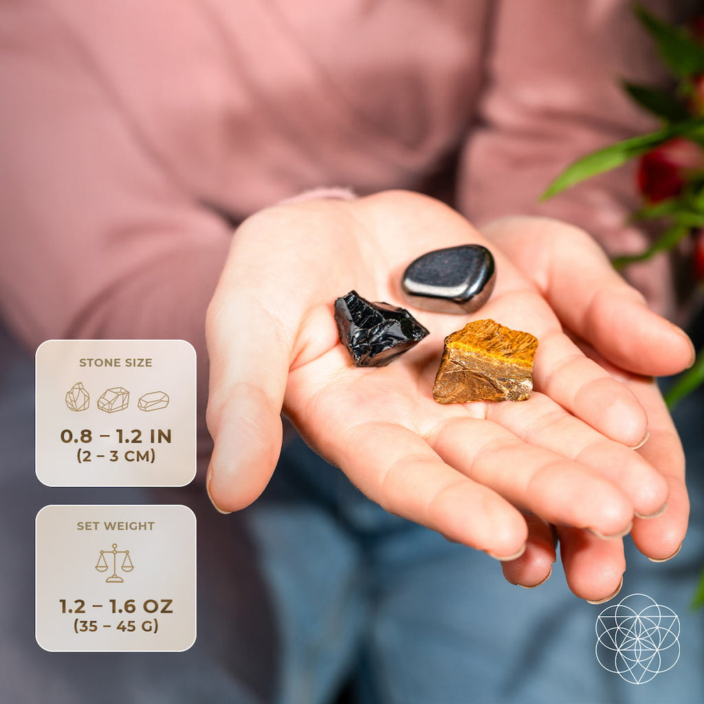 Obsidian, Tiger's Eye & Hematite Crystal Trio
