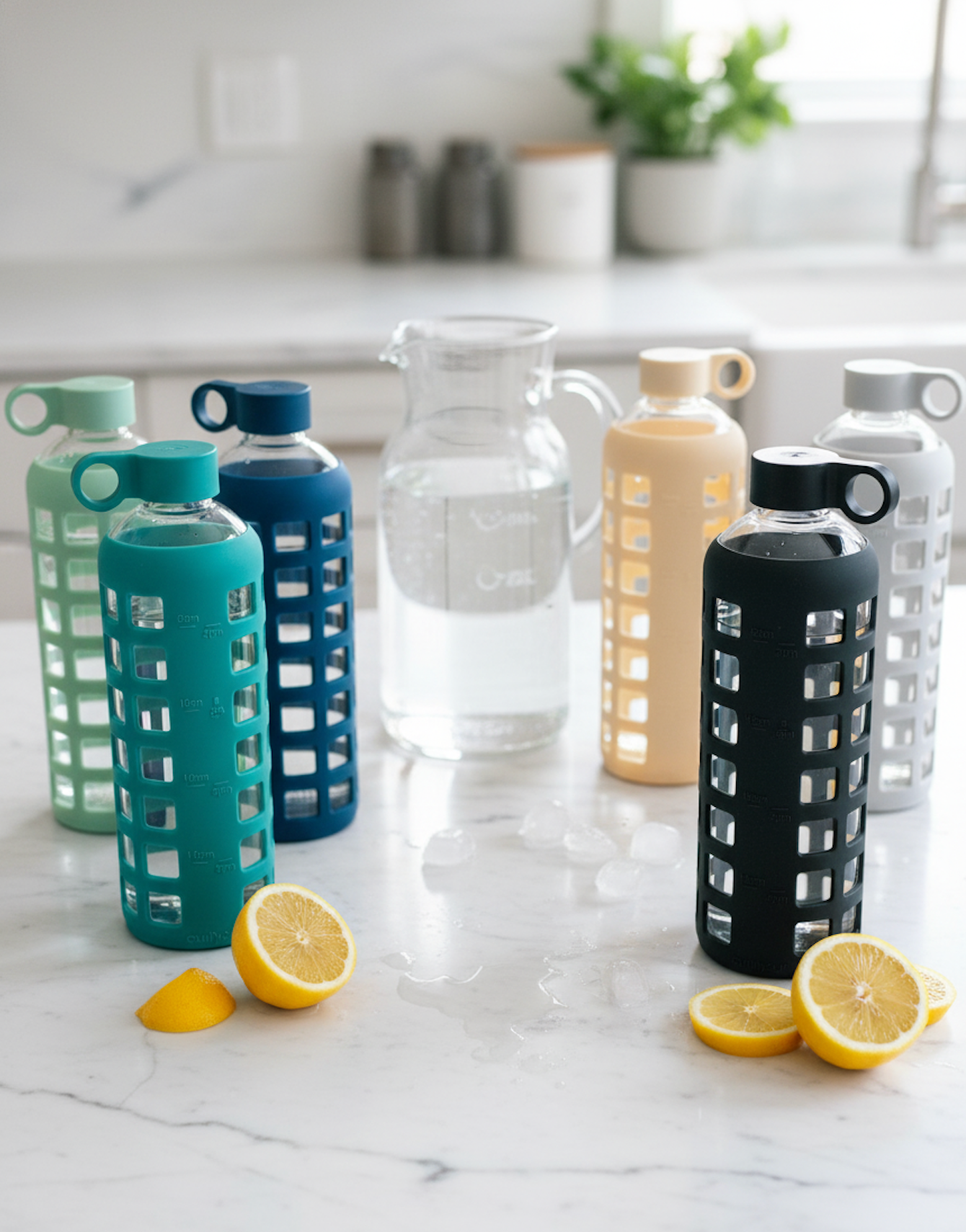 Purifyou Glass Water Bottle with Silicone Sleeve