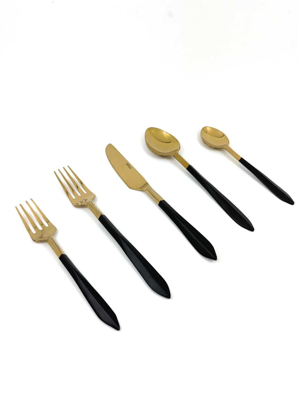 Matte Black & Gold Stainless Steel 20-Piece Flatware Set