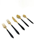 Matte Black & Gold Stainless Steel 20-Piece Flatware Set