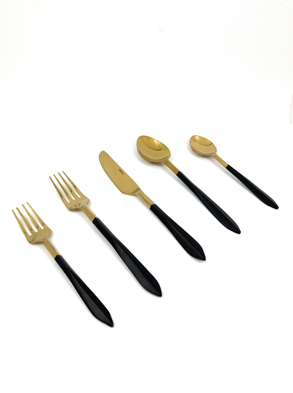 Matte Black & Gold Stainless Steel 20-Piece Flatware Set