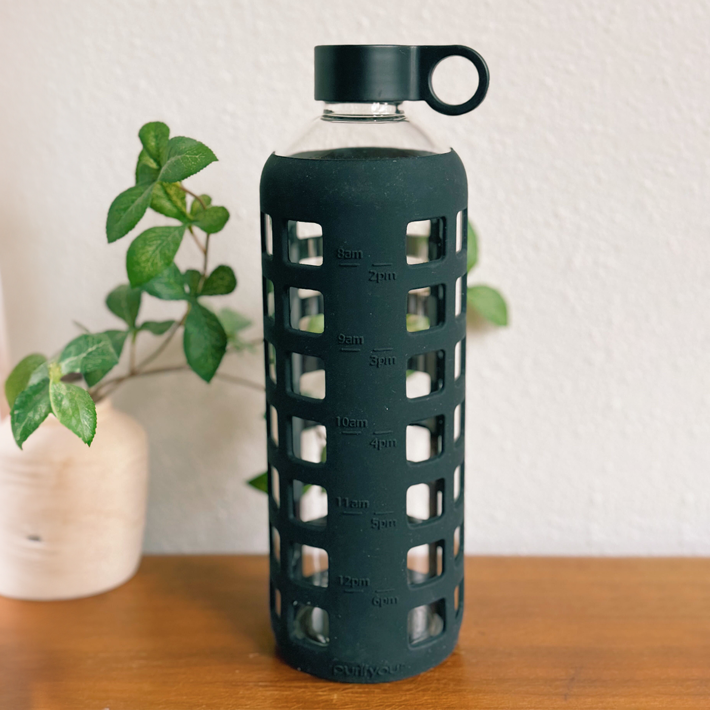 Purifyou Glass Water Bottle with Silicone Sleeve