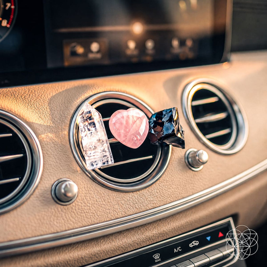 Rose Quartz, Obsidian & Clear Quartz Car Kit