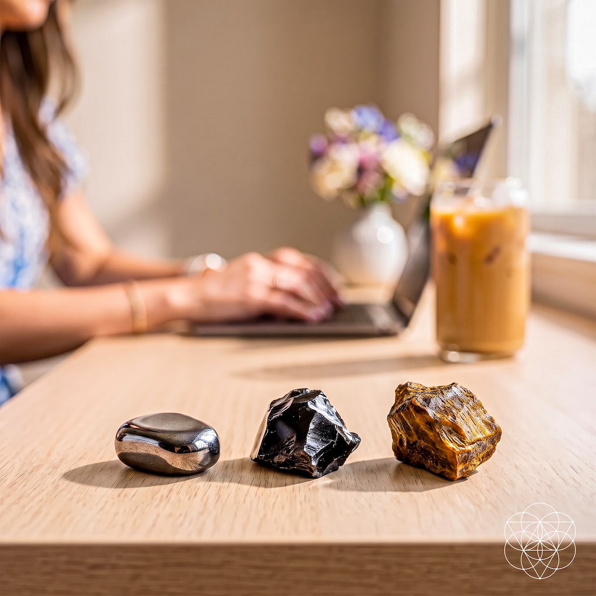 Obsidian, Tiger's Eye & Hematite Crystal Trio