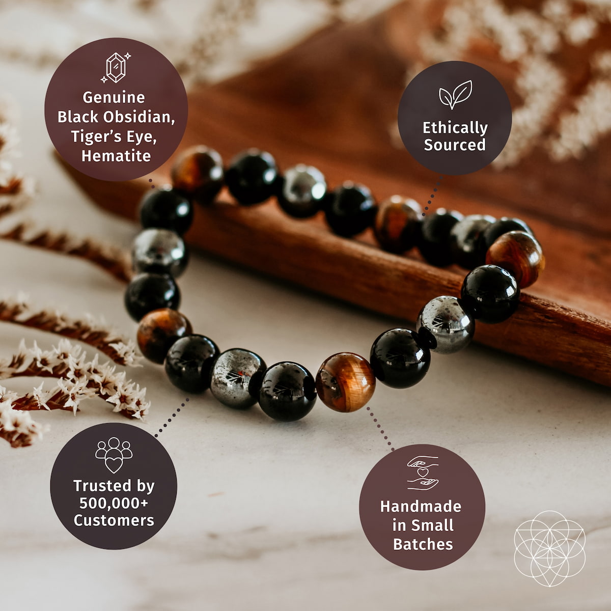 Hematite, Obsidian & Tiger's Eye Bracelet