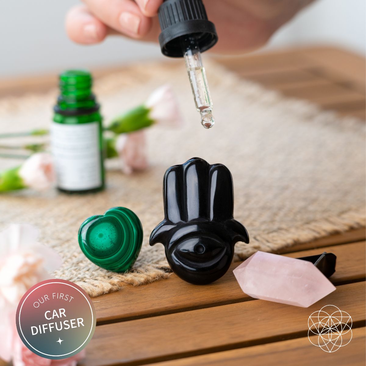 Hamsa Aromatherapy Crystal Car Kit