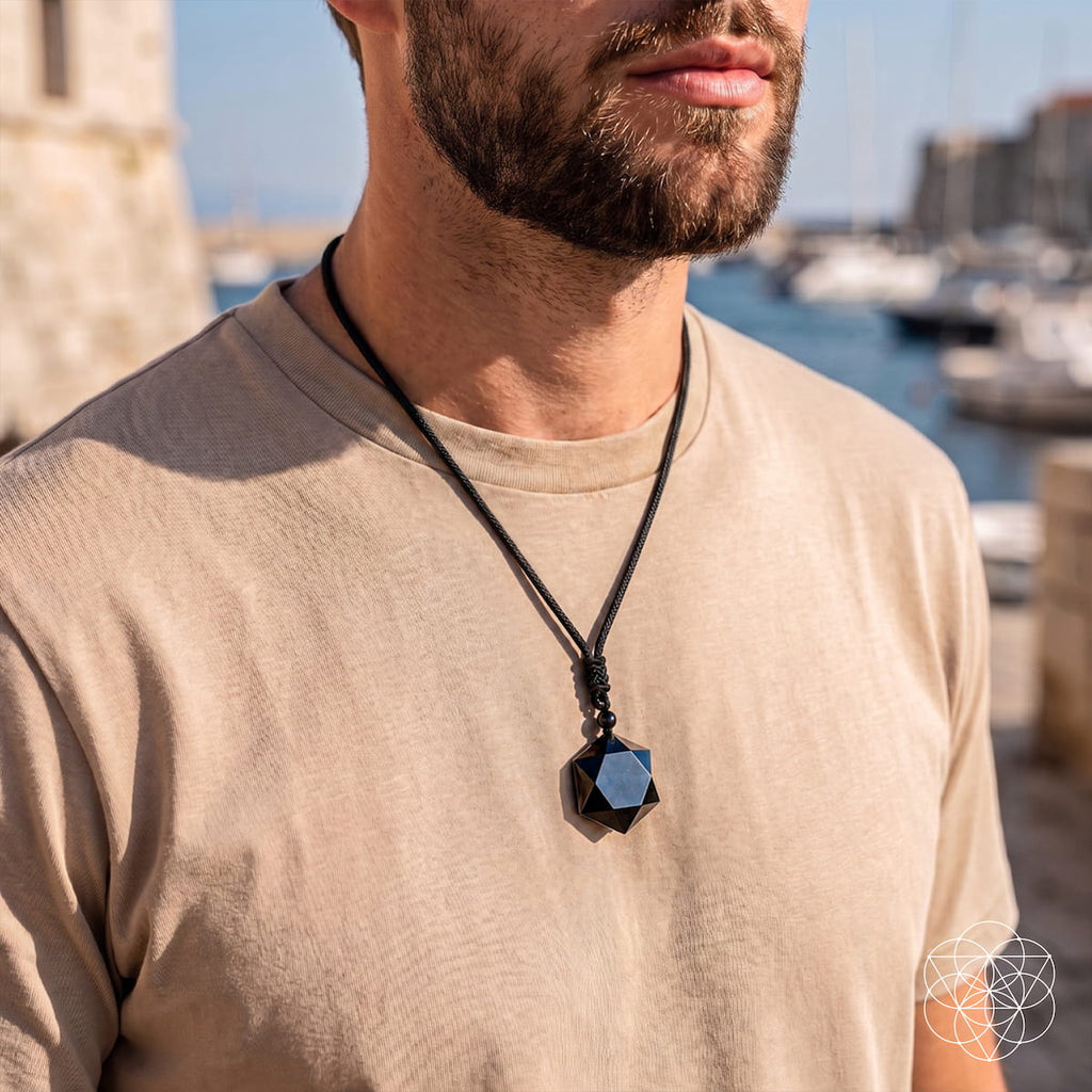 Black Obsidian Hexagram Talisman Pendant