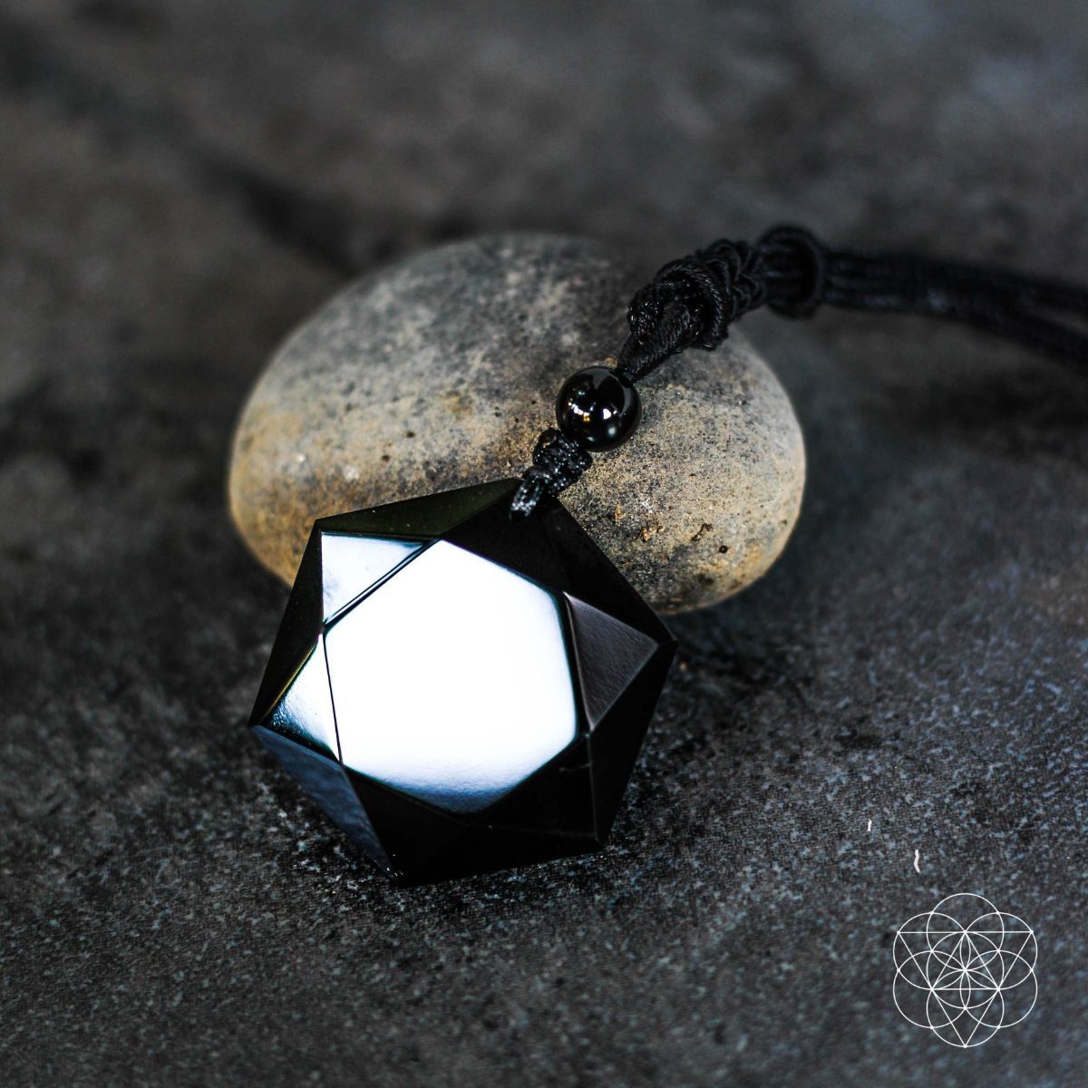 Black Obsidian Hexagram Talisman Pendant