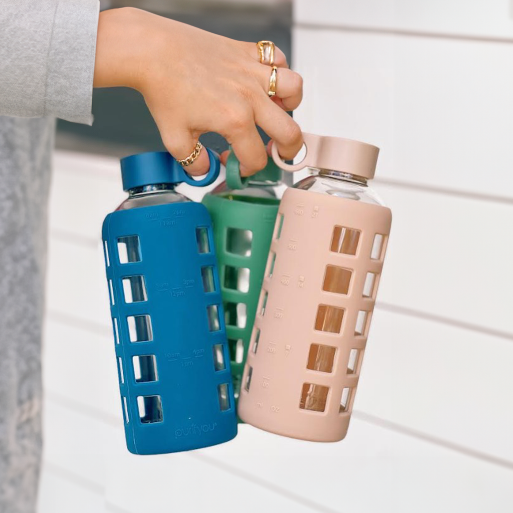 Purifyou Glass Water Bottle with Silicone Sleeve