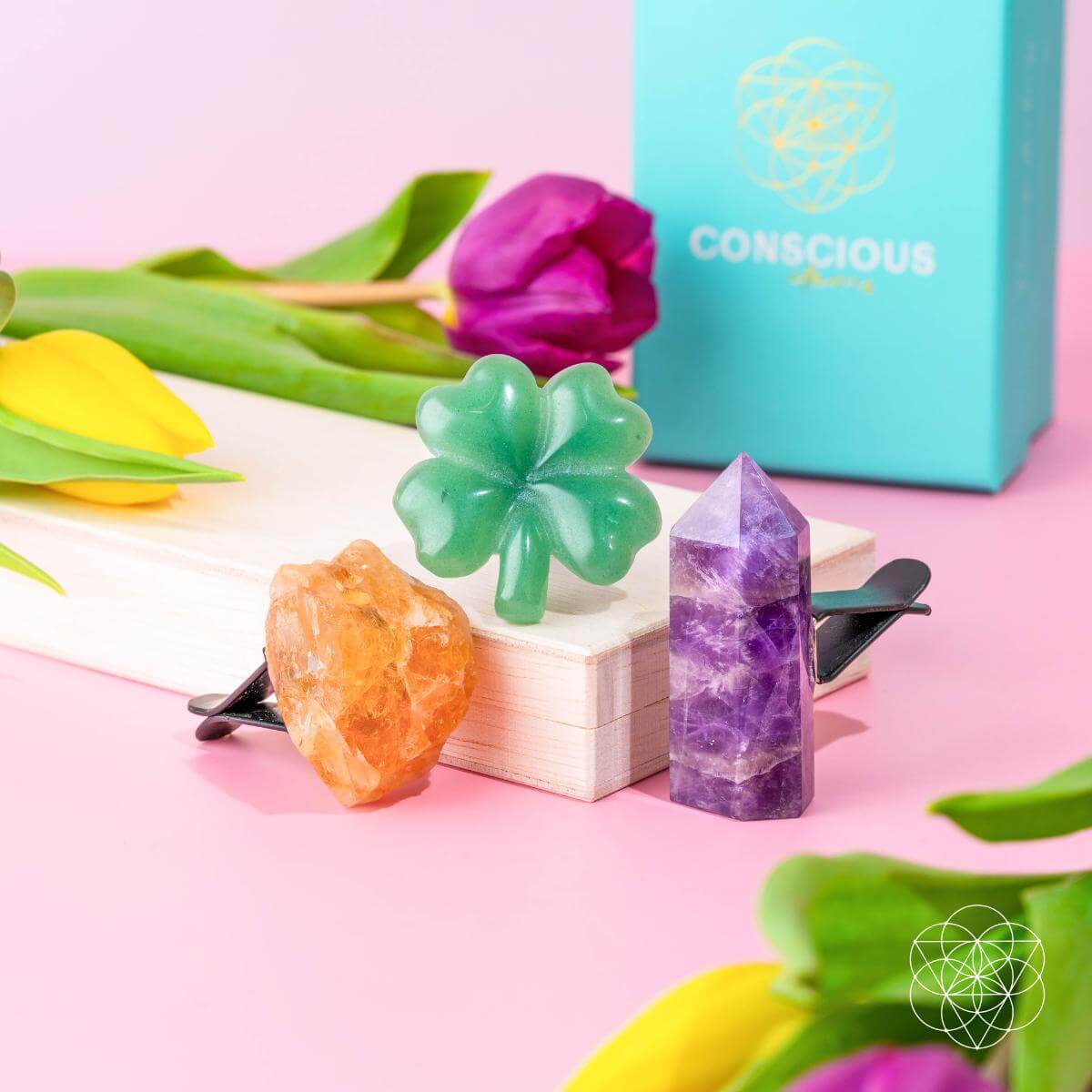 Aventurine, Citrine & Amethyst Car Crystal Kit