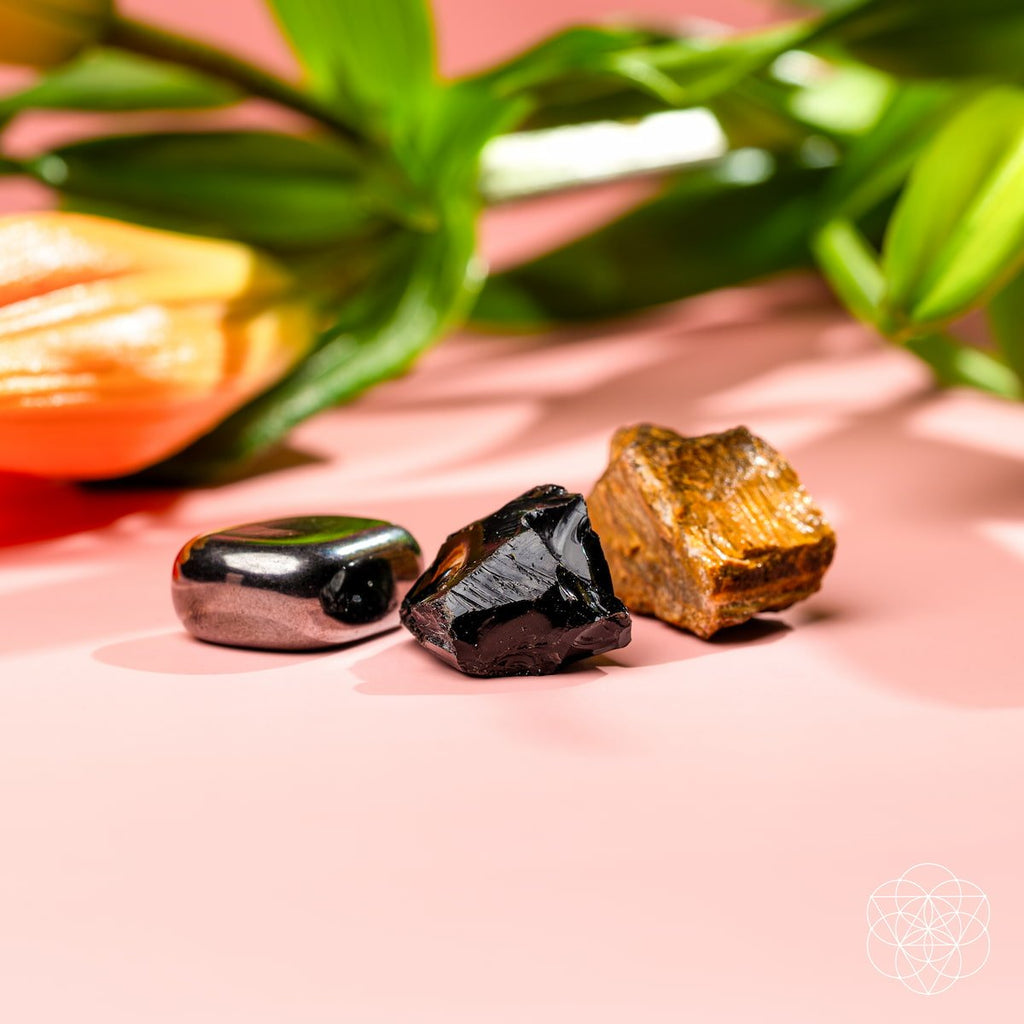 Obsidian, Tiger's Eye & Hematite Crystal Trio