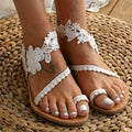 Women's White Floral Lace Flat Sandals